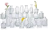 CUCUMI 24 Glass Bud Vase Set, Small Vases for Flowers, Clear Bud Vases for Centerpieces Mini Flower Vases in Bulk for Rustic Wedding Decorations Vintage Look Home Table Decor