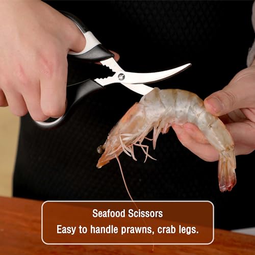 OMDAR Food Grade Kitchen Scissors 3 Pack- Lifetime Replacement Warranty -Heavy Duty Stainless Steel Cooking Shears for Cutting Meat, Food, Fish, Poultry Multipurpose Sharp Sissors for Dishwasher Safe