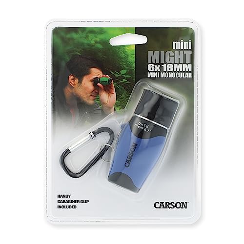 Carson MiniMight 6x18mm Pocket Monocular with Carabiner Clip, Blue (MM-618CB) by Carson - Image 4