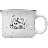 CafeQuality Stoneware Adventure 8oz Mini Mug (I Love You To The Mountains And Back, White Speckle)