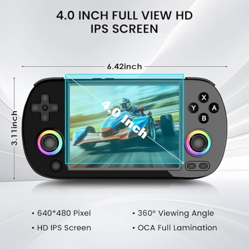 Image of TECPHILE ANBER-nic RG40XX H Handheld Game Console for Boys 7-14, 4.0'' IPS Screen, 64GB Preloaded Retro Games, 3200mAh Battery, Dual TF Expansion, 30+ Emulators, WiFi, Bluetooth, TV-Out, RGB