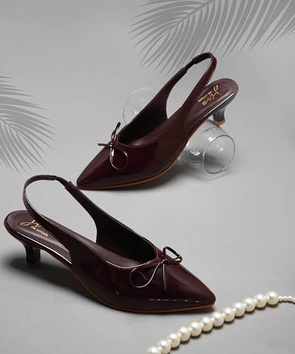Image of JM LOOKS Low Kitten Heels Women's Pumps Pointed Closed Toe Slingback Elegant Wedding Pumps Heel