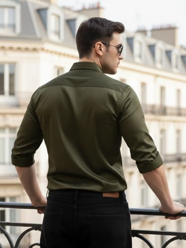 Image of IndoPrimo Men's Premium Satin Shirt for Party, Formal and Casual Wear - Stylish Designer Full Sleeve Shirt for Men