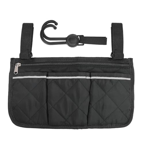 Carrito de bebé, silla de ruedas, reposabrazos, bolsillo lateral, organizador andador con rayas reflectantes, bolsa de almacenamiento impermeable para silla de ruedas, scooter, andador, accesorios de