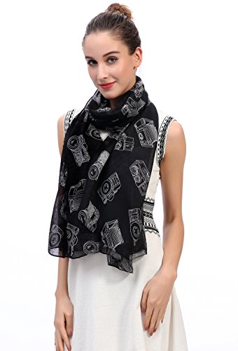 Lina & Lily Vintage Camera Print Scarf Lightweight2