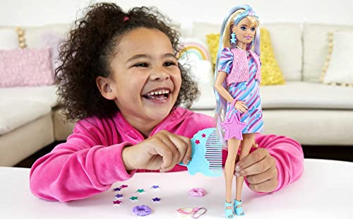 Barbie Boneca Totally Hair Vestido Estrelas Amarelas, HCM88, Multicor