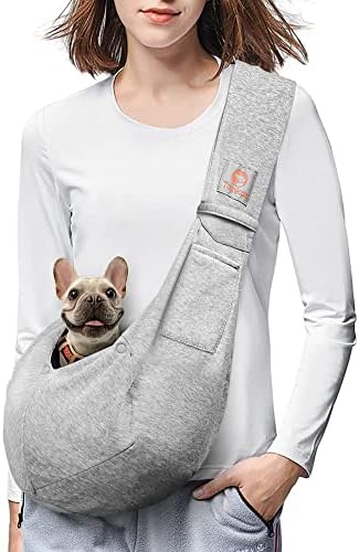 TOMKAS Dog Sling Carrier for Small Dogs Dog and Cat Sling Carrier – Hands Free Reversible Pet Papoose Bag – Soft Pouch and Tote