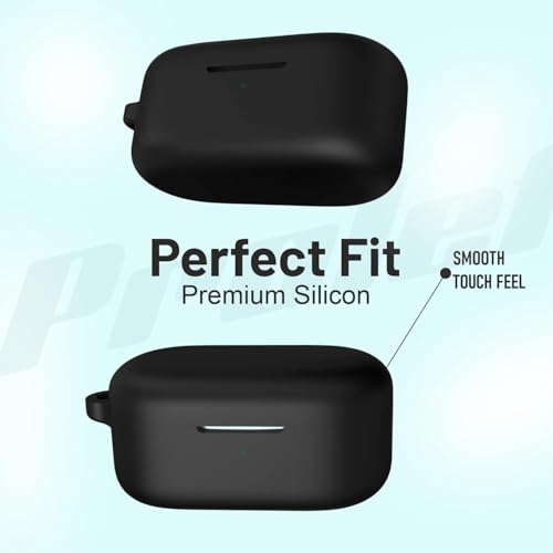 Image of CERLINK OnePlus Nord Buds 2r Case Cover, Soft Silicone Skin Case Cover Shock-Absorbing Protective Case with Keychain - Pack of 1 (Black)