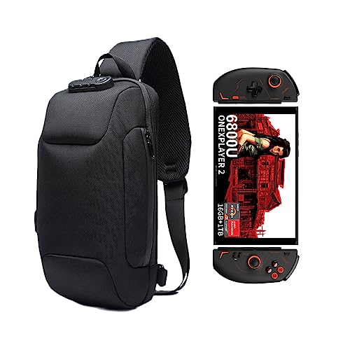 Shockproof Protective Crossbody Shoulder Chest Backpack Travel Home Storage Bag Carrying Case Compatible with OneXPlayer 2 8.4 Inch (Black)