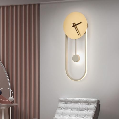 Lámpara de pared con reloj para escaleras interiores y pasillos con luz LED regulable oro
