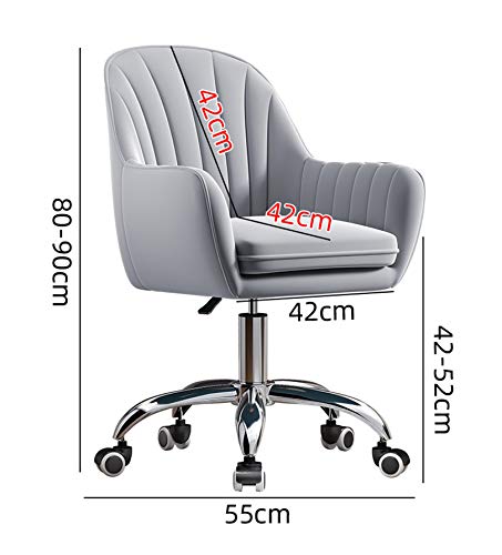 Chaise de bureau pivotante en velours blanc et vert réglable à roulette