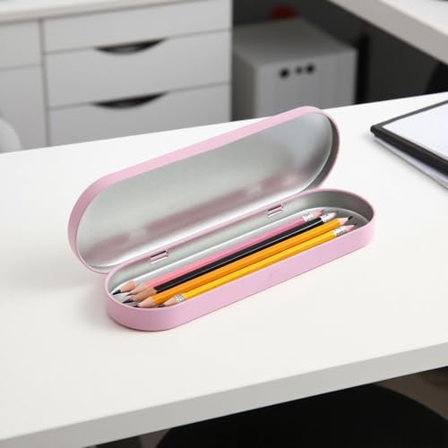Image of T Tulead 5PCS Tinplate Box Containers Pencil Case Empty Hinged Tins Storage Organizer Box for Pens Brushed Tools Pink