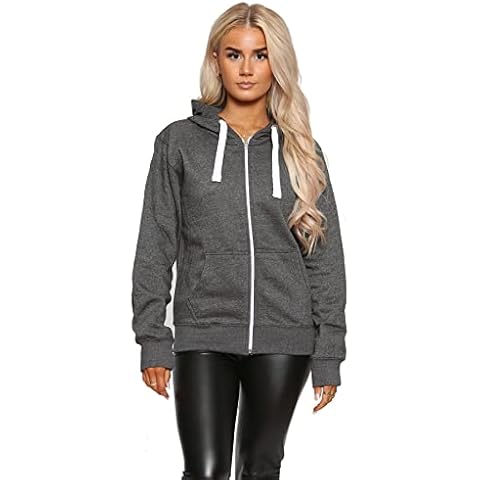 Women Casual Hoodie Zipper Long Sleeve Fleece Sweatshirt Jacket Ladies Jumper Outerwear Top Shirts With Pockets Dark Grey 14 Cover