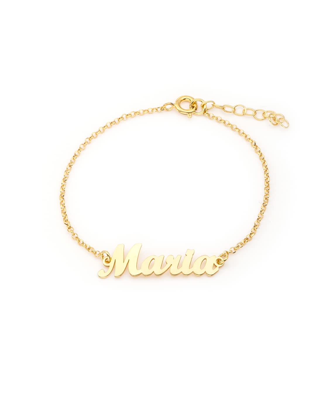Doble Aro - Pulsera Personalizable con Nombre Clásico en Plata de Ley | de Estilo Sofisticado | Regalo Ideal tanto para Cumpleaños, Amigas, como para el Día de la Madre (Pulsera Classic Oro)