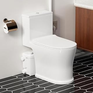 HIGH POWER 800W Macerating Toilet with Pump for Basement Upflush System, One Piece Dual Flush Full Skirted Toilet, 2 Outlets Super Quiet Operation Macerator Pump, Household Commercial Use, 1HP, 120V