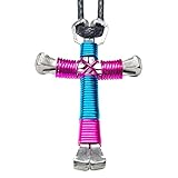 Sport Horseshoe Nail Cross Necklaces - You Pick Colors! (Peacock Blue & Hot Pink)