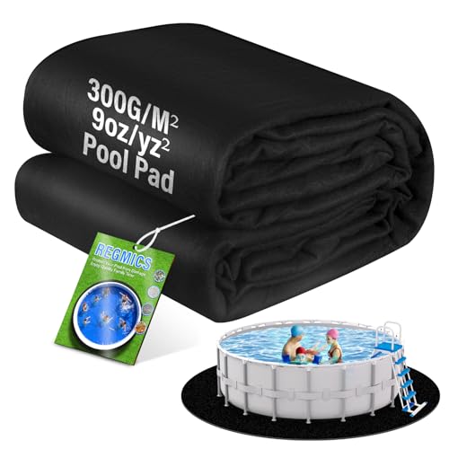REGMICS 15ft Round Above Ground Pool Pad, 300G/M² (9oz/yz²) Heavy Duty Pool Mats for Floor, Seamless Puncture Resistant Under Pool Mat, Professional Ground Protector for Gravel & Concrete, Black