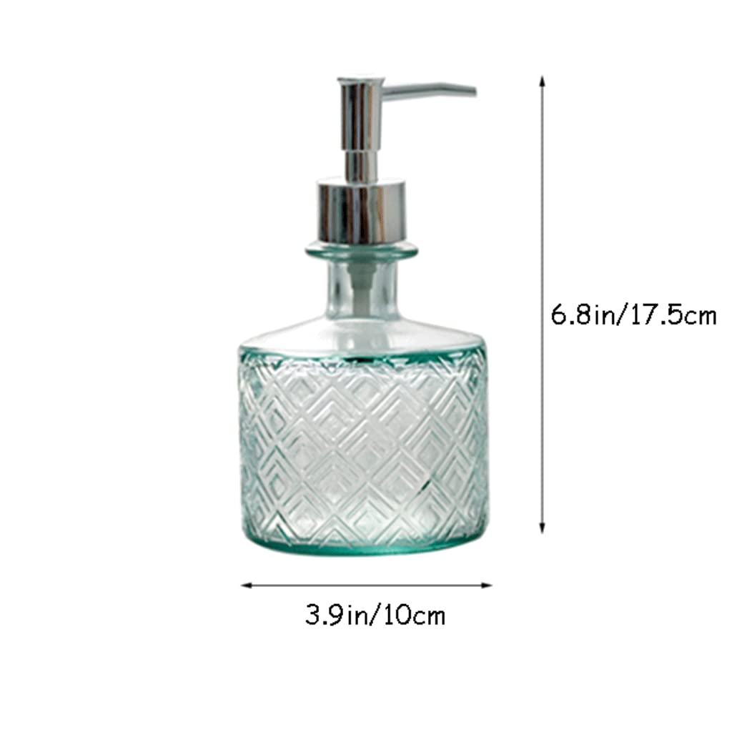 Dispenser di Sapone in Vetro Adatto per Il Piano di Lavoro del Bagno, Cucina con Pompa, Set di Dispenser di Sapone Liquido per Il Bagno Ricaricabile, flacone co