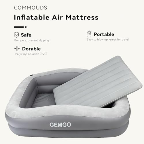 Inflatable Toddler Travel Bed Portable: GEMGO 67" Toddler Bed for Kids with 4 Safety Sides - Lightweight Kids Air Mattress with High-Speed Pump & Carry Bag by Gemgo - Used condition - Image 2