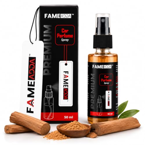 Image of Sandalwood Premium Car Perfume Luxury Spray 50 ML with Hanging Card /Travel Friendly Car Air Fresheners 350+ Sprays /Car Accessories Interior /Eliminates Bad Odour for Car, Office & Home