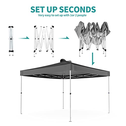Joinatre 6.6 X 6.6Ft Pop Up Canopy, Easy Set Up Outdoor Canopy Tent, Instant Folding Ez Up Canopy Commercial Gazebo Shelter, Air Vents, Uv Protection With Carry Bag (Gray) #TOP3