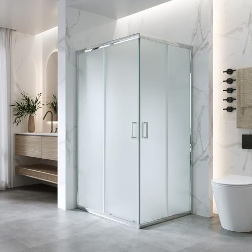 Box Doccia Angolare 70x120xh185 - Cabina Doccia Scorrevole in Cristallo Temperato 6mm Opaco, Profilo Cromato Lucido, Guarnizioni Antigoccia, Chiusura Magnetica e Maniglia ABS - Mod. Kiro