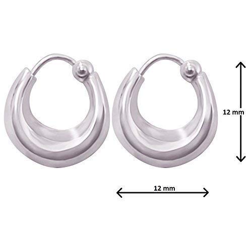 Vrindam Jewellers Exclusive 925 Sterling Silver Plain bali Hoop Earing For Girls And Women Comfortable Size12MM Light Weight 2 GM - Image 2