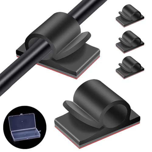 Tomario V2 Clip per cavi autoadesivi, 50PCS USB HDMI Supporto di gestione del cavo rotondo Clip di riordino del cavo per scrivania parete officina casa ufficio all'aperto Luce di fata