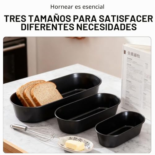 Miniatura 5 de Duisoad 3 Piezas Rectangular Molde Antiadherente Molde Para Pan Antiadherente Molde Rectangular Plumcake Para Pan Y Tartas, Revestimiento Antiadherentes De Acero Al Carbono