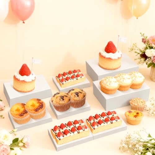 Liengoron 3Pcs White Buffet Risers 10" 12" 14" Acrylic Food Risers Display Stands Catering Supplies Buffet Display with Hollow Bottom by Liengoron - Image 6
