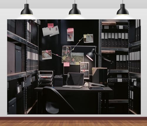CORFOTO Police Archive Room Interior Backdrop Fabric 17x10ft Evidence Board Crime Scene Photos Clues Background for FBI Murder Mystery Party Decor Spy Party Decorations Adults Portrait Photoshoot -  N2-A23165-1710
