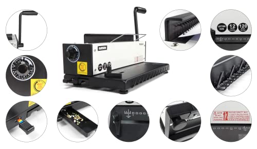 Rayson Td1202 Binding Machine, 3:1 Pitch Wire Binder, Punching 12 Sheets/Binding 120 Sheets With Sturdy Metal Construction #TOP1