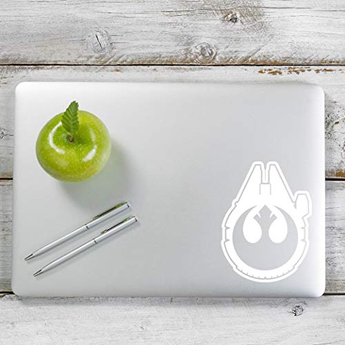 Star Wars Han Solo Rebel Millenium Falcon Autocollant pour fenêtre de voiture, ordinateur portable et plus encore # 1144 (15,2 x 11,4 cm, blanc)
