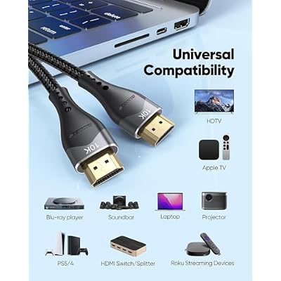 10K 8K Short HDMI Cable 15FT 2-Pack + 4FT 2-Pack Bundle, HDMI Cord 2.1 Shielded Cable 48Gbps Ultra High Speed (8K@60Hz, 4K@144Hz, HDR10+, eARC, 3D, HDCP2.3) for Monitor/HDMI Switch/Camera/TV