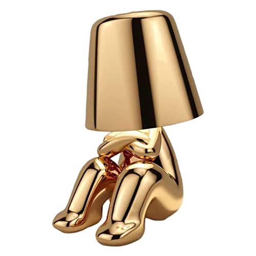 Samling Av Lampor FråN Thinker, SäNglampor Med BeröRingskontroll, Batteridriven Led Bordslampa, Kreativ Gyllene Man Bordslampa, FöR Sovrum, Kontor, Heminredning,Gold,C