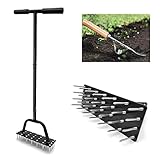 Lawn Aerator Grass Spikes, 28 Spikes Grass Aerator Tools, Manual Lawn Soil Aerator Lawn Spiker, Grass Seed Spiker Repair Dog Spot Grass and Dead Spots Seeding Tool, Extra One Manual Hand Weeder.