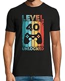 latostadora Camiseta Manga Corta Gaming Level 40 Unlocked 40th Birthday para Hombre - Negro L - Ref. 3743724-P