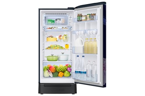 Image of Samsung 189 L, 5 Star, Digital Inverter, Direct-Cool Single Door Refrigerator (RR21H2H25BB /HL, Begonia Blue, Base Stand Drawer, Single Touch Defrost, 2026 Model)