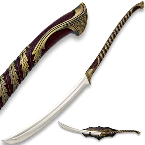 United Cutlery Lord of the Rings High Elven Warrior Sword Replica | Officially Licensed | Silkscreen Wooden Display Plaque | Certificate of Authenticity | 49 3/4" Overall Length