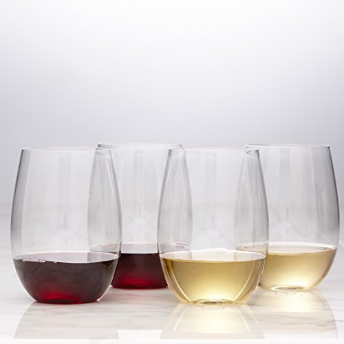 Mozaik Premium Plastic 15 Oz. Stemless Wine Glasses, 4 Count #TOP2