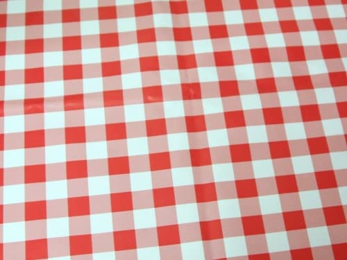 Minerva Crafts Gingham Check Print Plastic Coated PVC Table Protector Fabric Red - per Yard