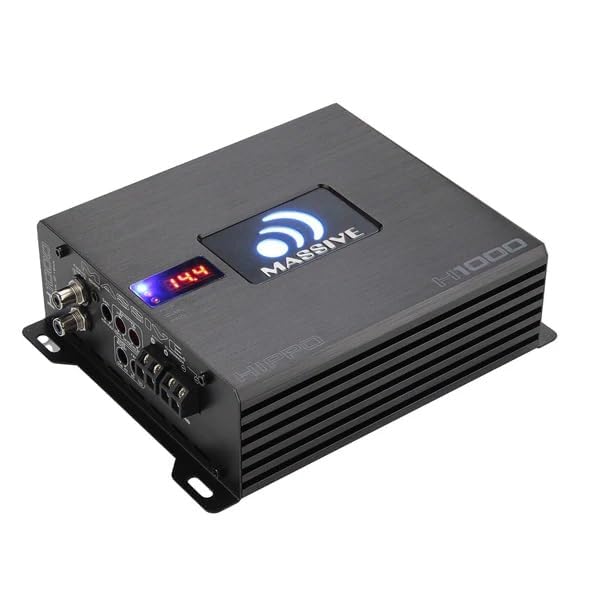 Image of Massive Audio H12000 | 12,000W RMS 1-Ohm Monoblock - Class D Competition Amp, Heavy-Duty Bass Power, Dual Power Inputs, Built for SPL Systems - Hippo Series Amplifier