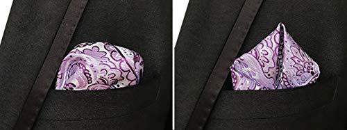 MOHSLEE Mens Purple White Floral Ascot Woven Formal Cravat Tie Pocket Square Set