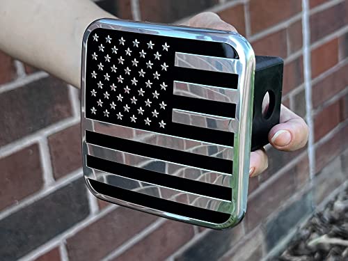 Everhitch 2 Inch Usa Black And Chrome Flag Hitch Cover Plug Fits 2" Receiver #TOP3