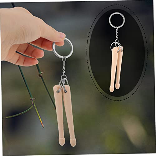 Llaveros de baquetas mini de madera y metal miniatura 6