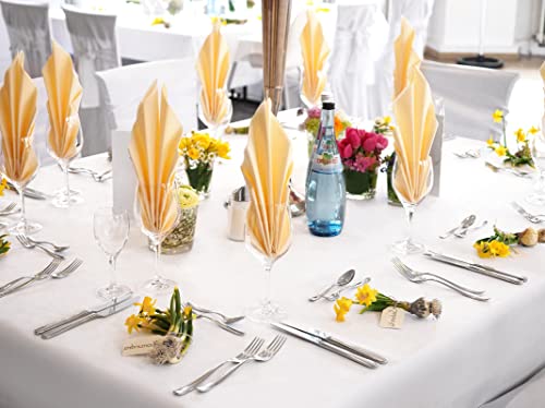 FXKS 8 Pack Square Tablecloth 85 x 85 Inch White Polyester Table Cloth for Square or Round Tables, Washable Stain and Wrinkle Resistant Table Cover Table Clothes for Wedding Banquet Graduation Decor by FXKS - Image 7