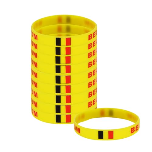Qiknird Flag Silicone Bracelet, Flag Rubber Bracelets for Women and Men, Sports Events Worldcup Silicone Bracelet, Patriotic Decorations Party Supplies (Belgium)