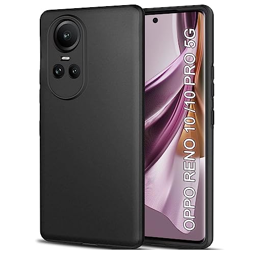 Image of TheGiftKart Sleek Back Cover Case for Oppo Reno 10 / Reno 10 Pro 5G | Slim Fit Protective Design | Ultra Matte Finish | Camera Protection Bump | Soft Back Cover Case (Silicone, Black)