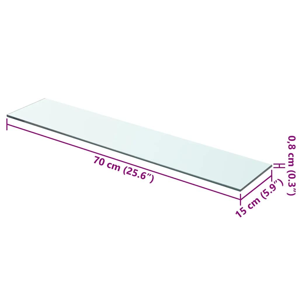 vidaXL Mensola in Vetro Temperato 70x15 cm Trasparente Ripiano Lastra Scaffale
