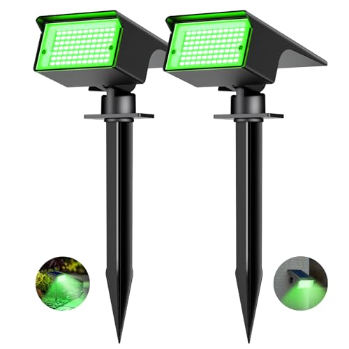 kolpop [4 unidades/ 77 LED Foco solar para exteriores Jardín, foco solar verde, IP65 resistente al agua, 3 modos, 800LM Luces solares, lámparas solares Dusk to Dawn para árboles del patio, caminos
